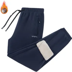 Men's Winter Fleece Pants Pants Trousers Casual Pants Drawstring Elastic Waist Straight Leg Plain Lined Pants for