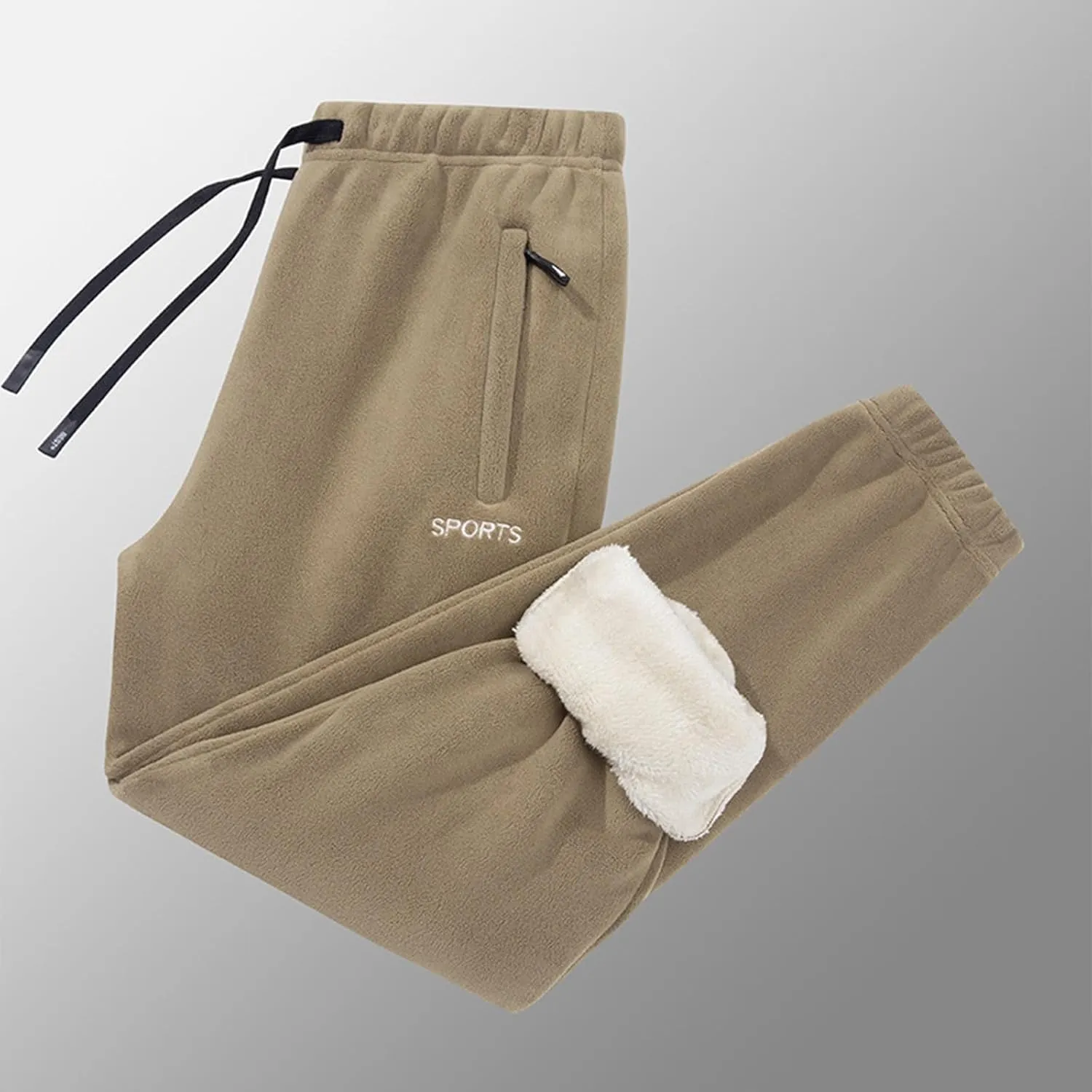 Men's Winter Fleece Pants Pants Trousers Casual Pants Drawstring Elastic Waist Straight Leg Plain Lined Pants for