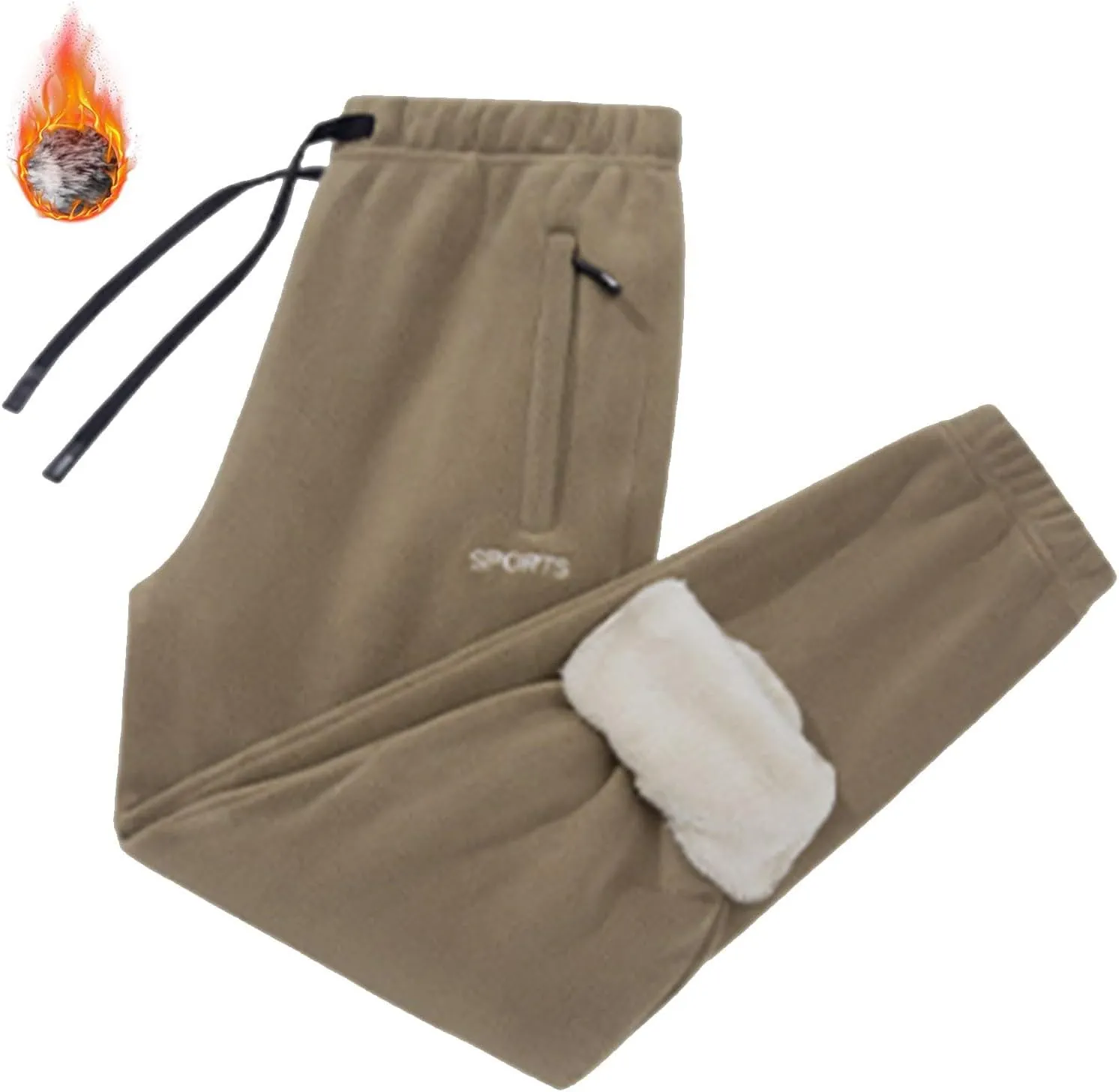 Men's Winter Fleece Pants Pants Trousers Casual Pants Drawstring Elastic Waist Straight Leg Plain Lined Pants for