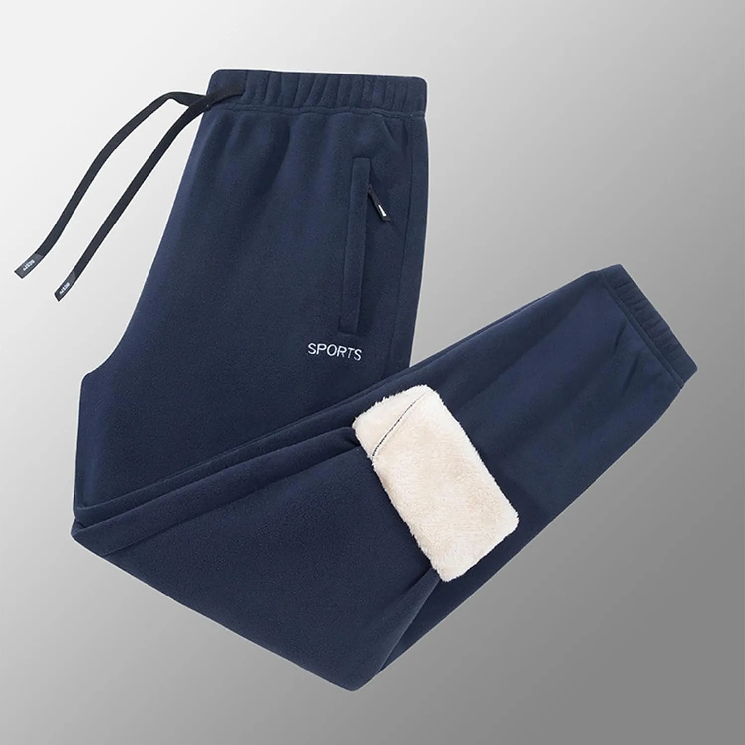 Men's Winter Fleece Pants Pants Trousers Casual Pants Drawstring Elastic Waist Straight Leg Plain Lined Pants for