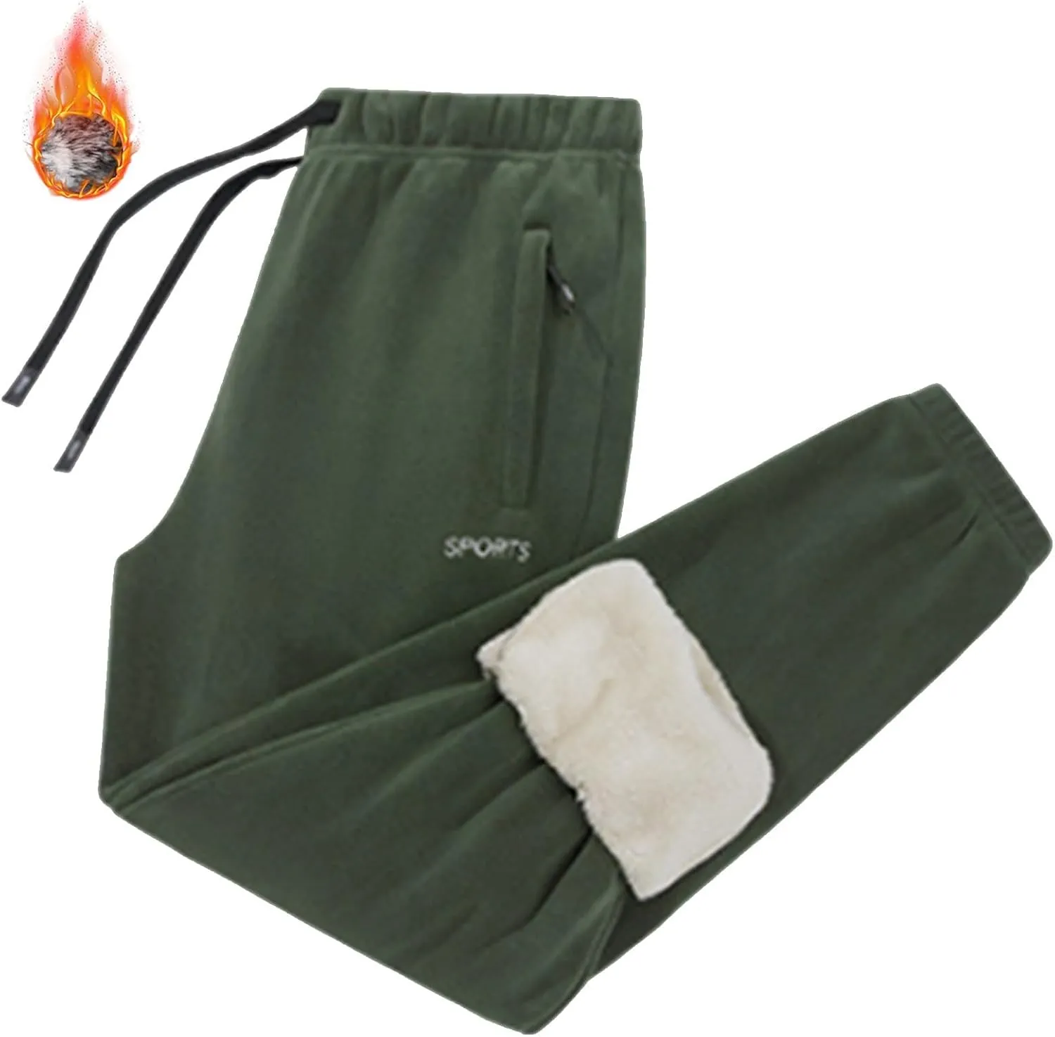 Men's Winter Fleece Pants Pants Trousers Casual Pants Drawstring Elastic Waist Straight Leg Plain Lined Pants for