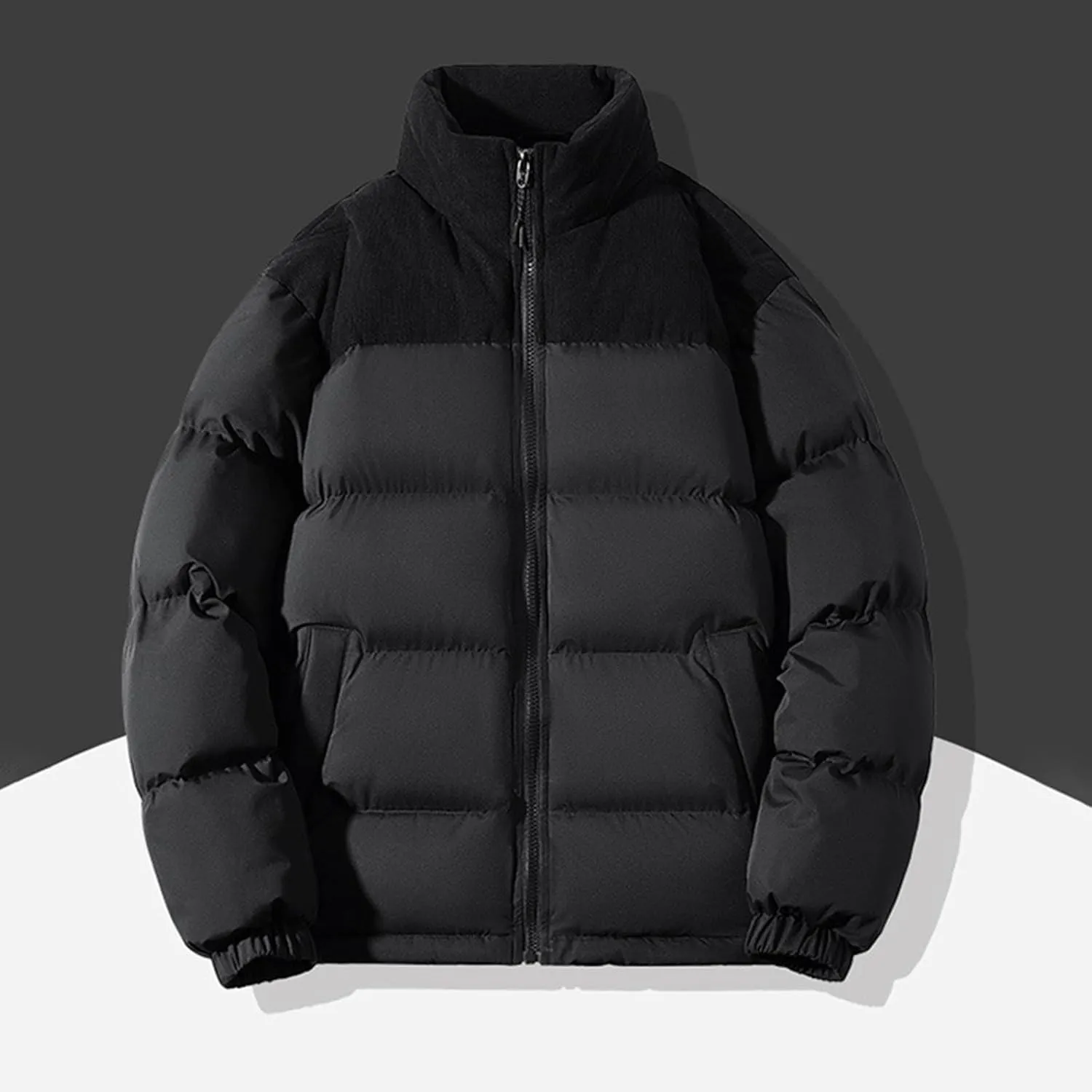 Mens Winter Jacket Warm Puffy Jackets Full Zip Puffer Jacket Quilted Insulated Jacket Down Jacket for Travel