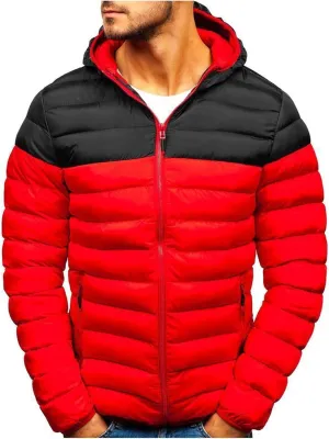 Men's Winter Puffer Jacket Long Sleeve Hooded down Jackets Lightweight Thick Thermal Coat Fall Winter Outerwear