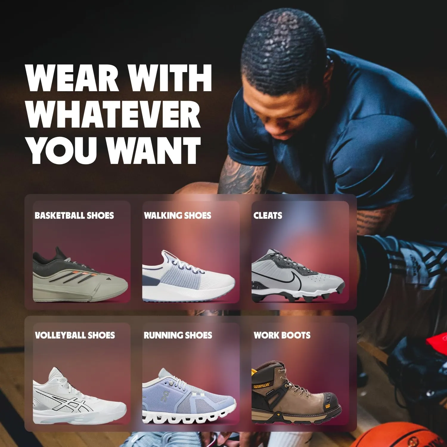 MOVE Baseline - All-Purpose Insoles - Sock Liner - Ultra Thin Shock Absorption - Maximum Freedom of Movement and Energy Return for Cleats, Shoes, Running, Basketball, Baseball (M15-15.5/WM16.5-17)
