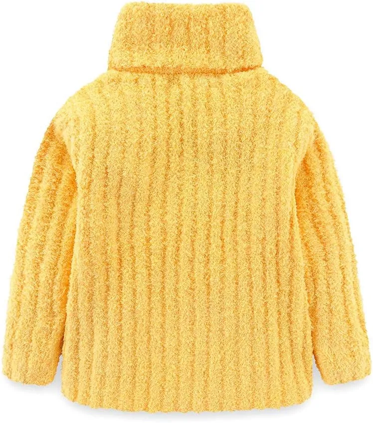 Mud Kingdom Neutral Kids Chenille Sweater for Boy Girl Winter Furry Turtleneck Tops Warm