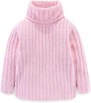 Mud Kingdom Neutral Kids Chenille Sweater for Boy Girl Winter Furry Turtleneck Tops Warm