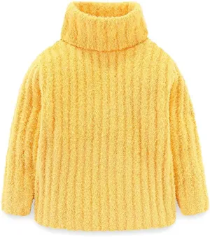 Mud Kingdom Neutral Kids Chenille Sweater for Boy Girl Winter Furry Turtleneck Tops Warm