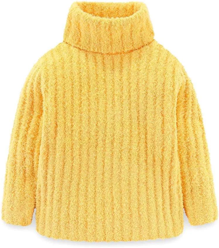 Mud Kingdom Neutral Kids Chenille Sweater for Boy Girl Winter Furry Turtleneck Tops Warm