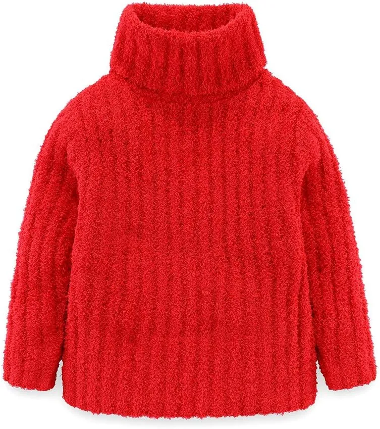 Mud Kingdom Neutral Kids Chenille Sweater for Boy Girl Winter Furry Turtleneck Tops Warm