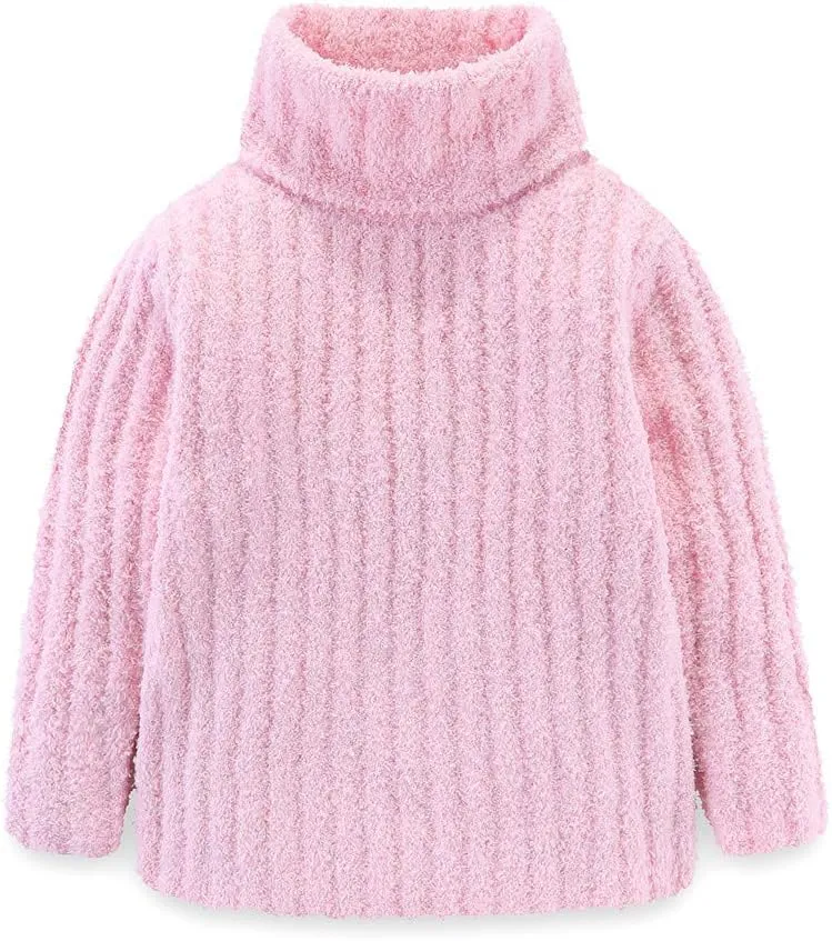 Mud Kingdom Neutral Kids Chenille Sweater for Boy Girl Winter Furry Turtleneck Tops Warm