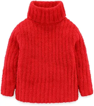Mud Kingdom Neutral Kids Chenille Sweater for Boy Girl Winter Furry Turtleneck Tops Warm