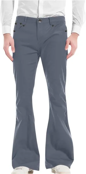 Muscularfit Men's Pants Slim Fit Stretch Fashion Chino Bell Bottom Flares Pants Causal Vintage Zipper Button Autumn Trousers