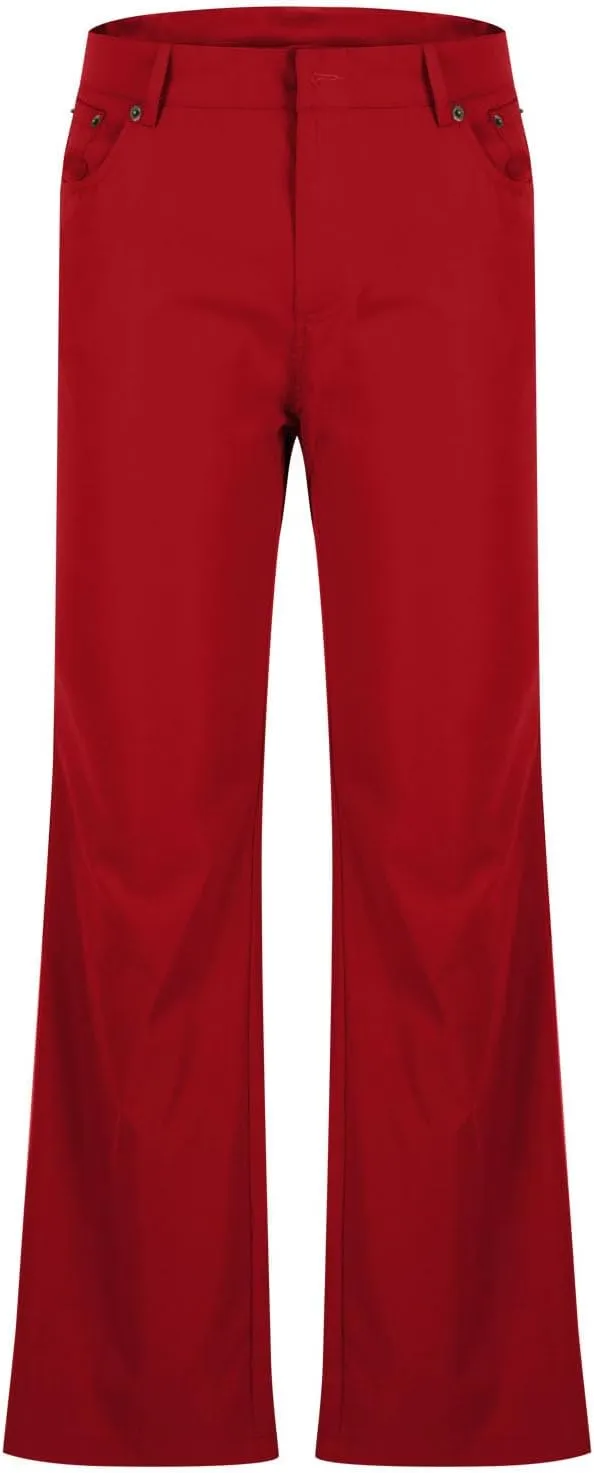 Muscularfit Men's Pants Slim Fit Stretch Fashion Chino Bell Bottom Flares Pants Causal Vintage Zipper Button Autumn Trousers