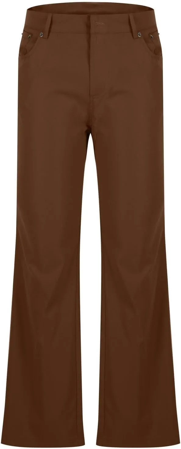 Muscularfit Men's Pants Slim Fit Stretch Fashion Chino Bell Bottom Flares Pants Causal Vintage Zipper Button Autumn Trousers