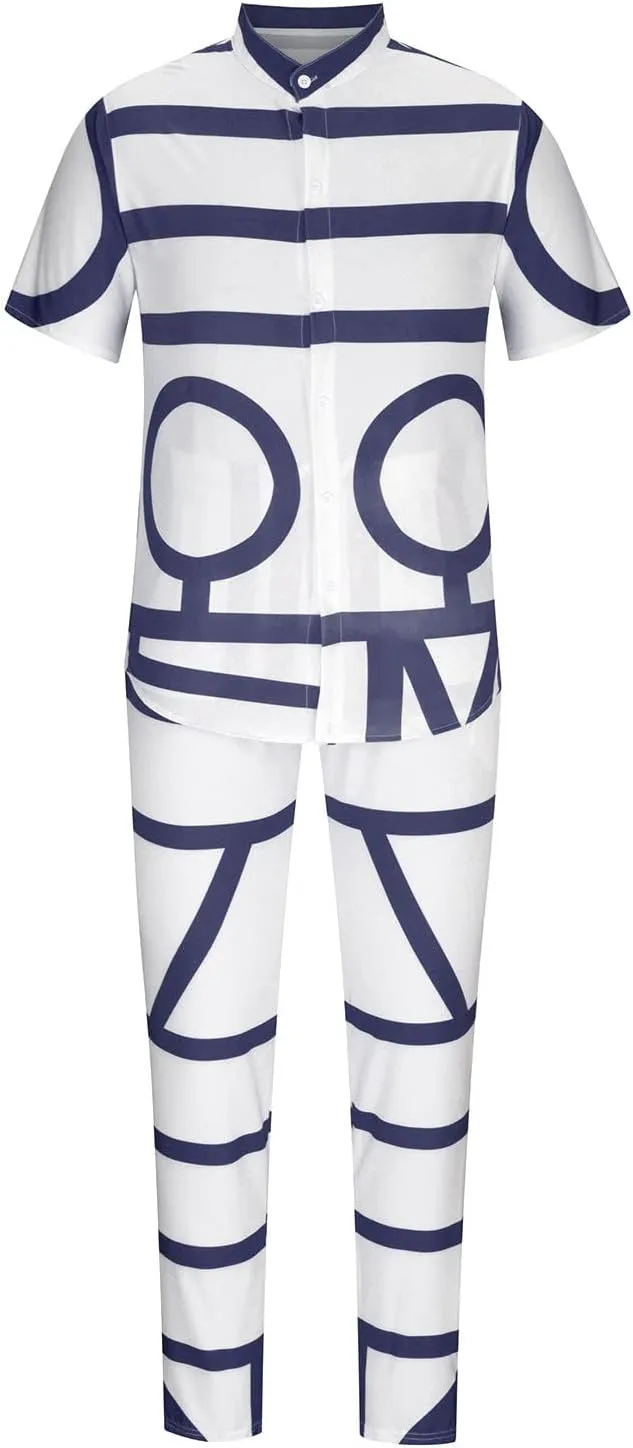 Muscularfit Men's Short Sets Outfits 2 Piece Summer Tracksuit Short Sleeve Print Shirts and Pant Set Running Sweatsuit Set