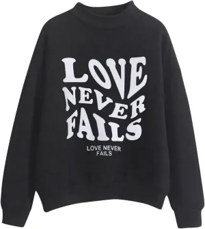 Muyise Sweatshirts for Women, Womens Long Sleeve Crew Neck Pullover Blouses Letter Print Casual Lightweight Loose Tee Shirts