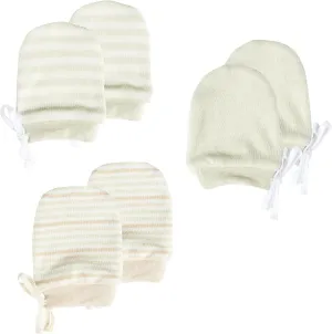 Newborn Mittens No Scratch 100% Organic Cotton 3 Packs Mitts Baby Boy Girl Neutral With String 0-12 months