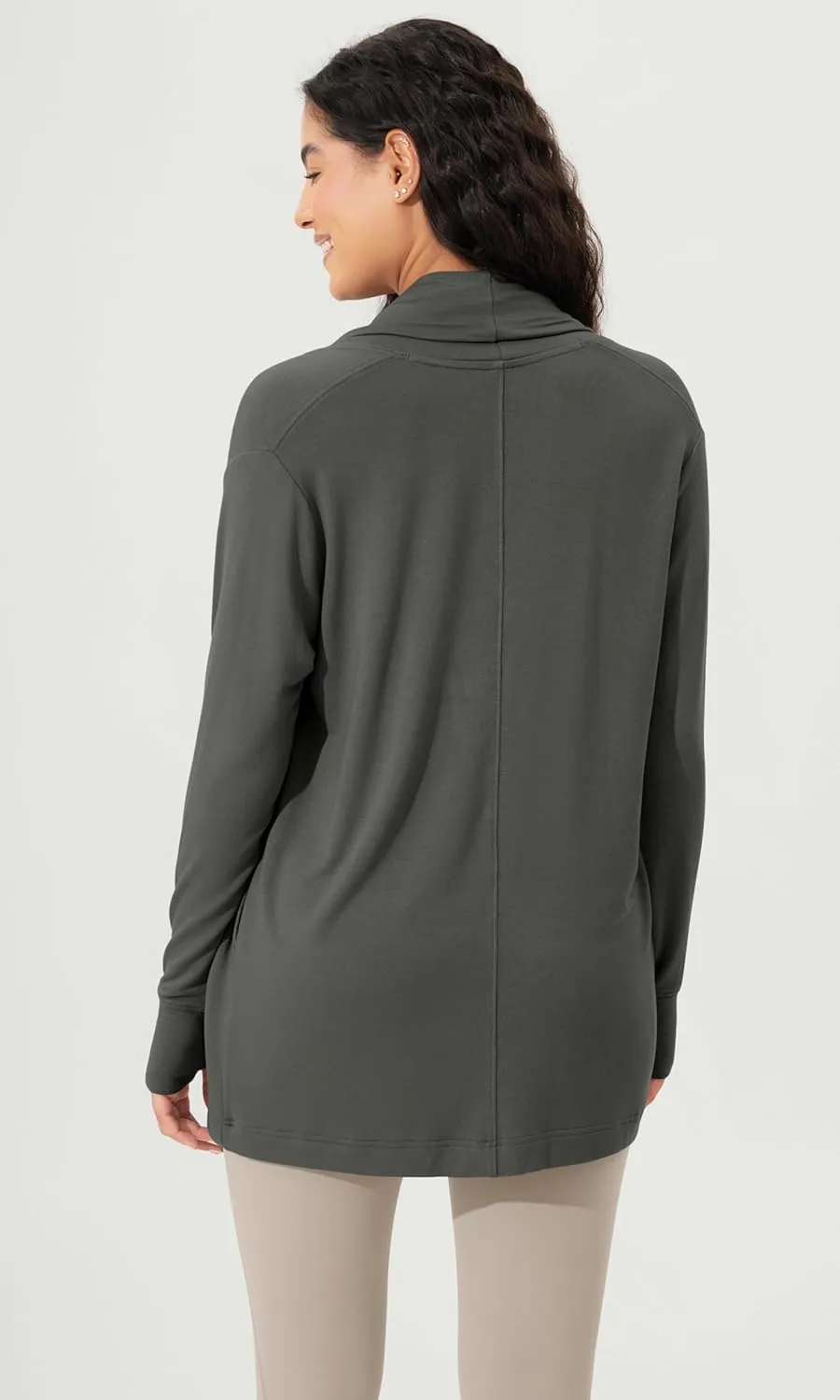 ODODOS Women's Drape Open Front Cardigans Cozy Soft Long Sleeve Casual Wrap Outerwear with Pockets Thumb Hole