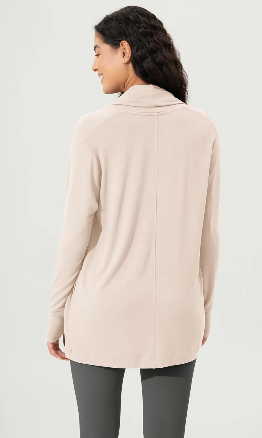 ODODOS Women's Drape Open Front Cardigans Cozy Soft Long Sleeve Casual Wrap Outerwear with Pockets Thumb Hole