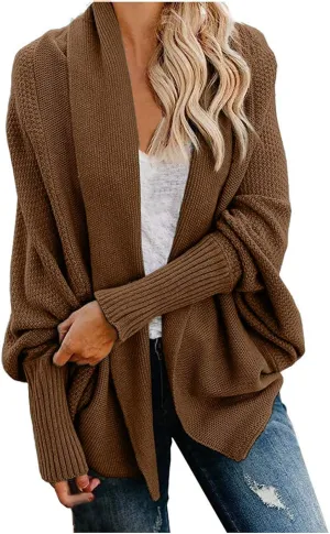 Oversized Cardigan Sweaters for Women 2023 Long Sleeve Open Front Cable Knit Outwear Coats Solid Color Slouchy Wrap Cardigans