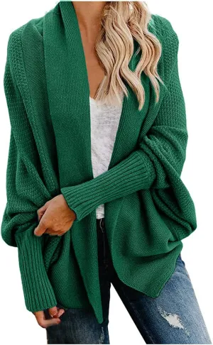 Oversized Cardigan Sweaters for Women 2023 Long Sleeve Open Front Cable Knit Outwear Coats Solid Color Slouchy Wrap Cardigans