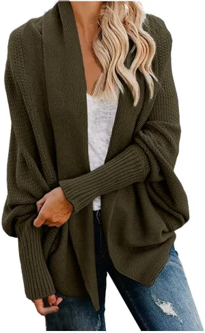 Oversized Cardigan Sweaters for Women 2023 Long Sleeve Open Front Cable Knit Outwear Coats Solid Color Slouchy Wrap Cardigans