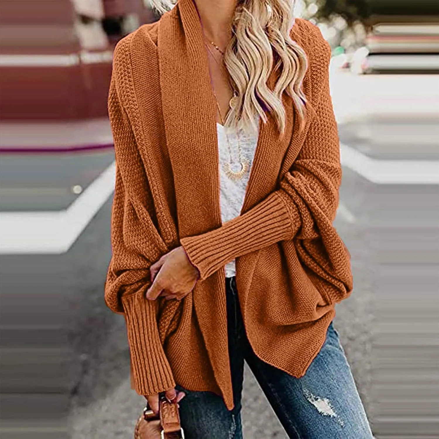 Oversized Cardigan Sweaters for Women 2023 Long Sleeve Open Front Cable Knit Outwear Coats Solid Color Slouchy Wrap Cardigans