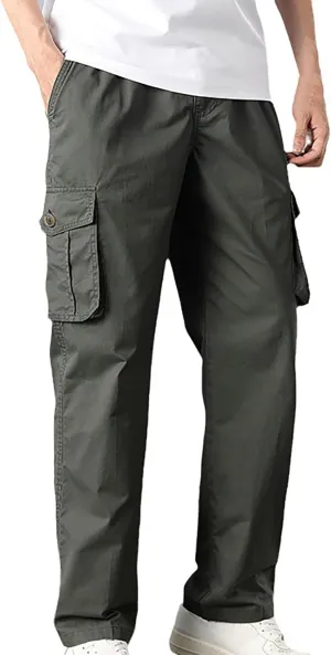 Pants for Men Cargo Men's Casual Waisted Multi Pocket Solid Color Pants Street Pantalones De Construccin para Hombre