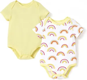 PATPAT Baby Bodysuits Soft Bamboo Viscose - Short Sleeve Boys and Girls - Newborn Infant Neutral - 2 Pack