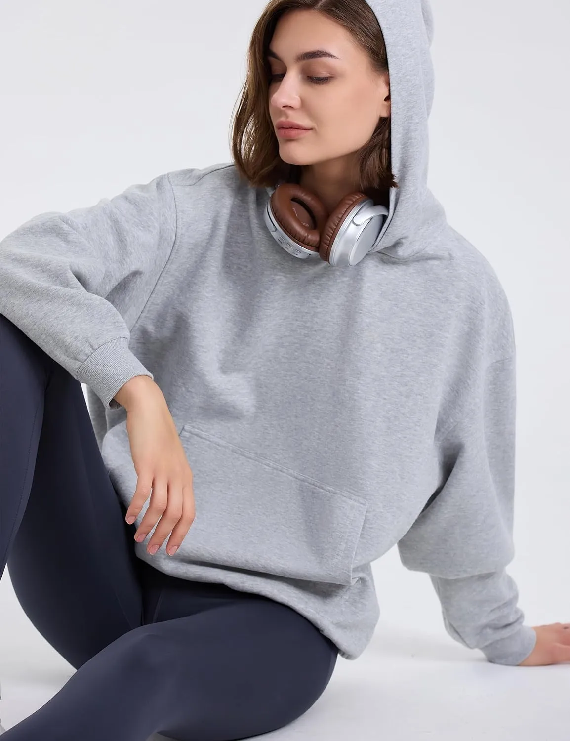 PrettyGuide Women's Casual Fall Long Sleeve Cotton Sweatshirts Oversized Hoodies Fleece Pullover with Pocket