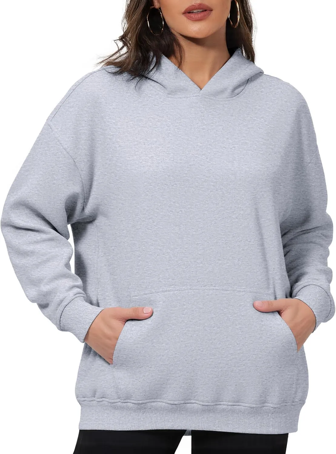 PrettyGuide Women's Casual Fall Long Sleeve Cotton Sweatshirts Oversized Hoodies Fleece Pullover with Pocket