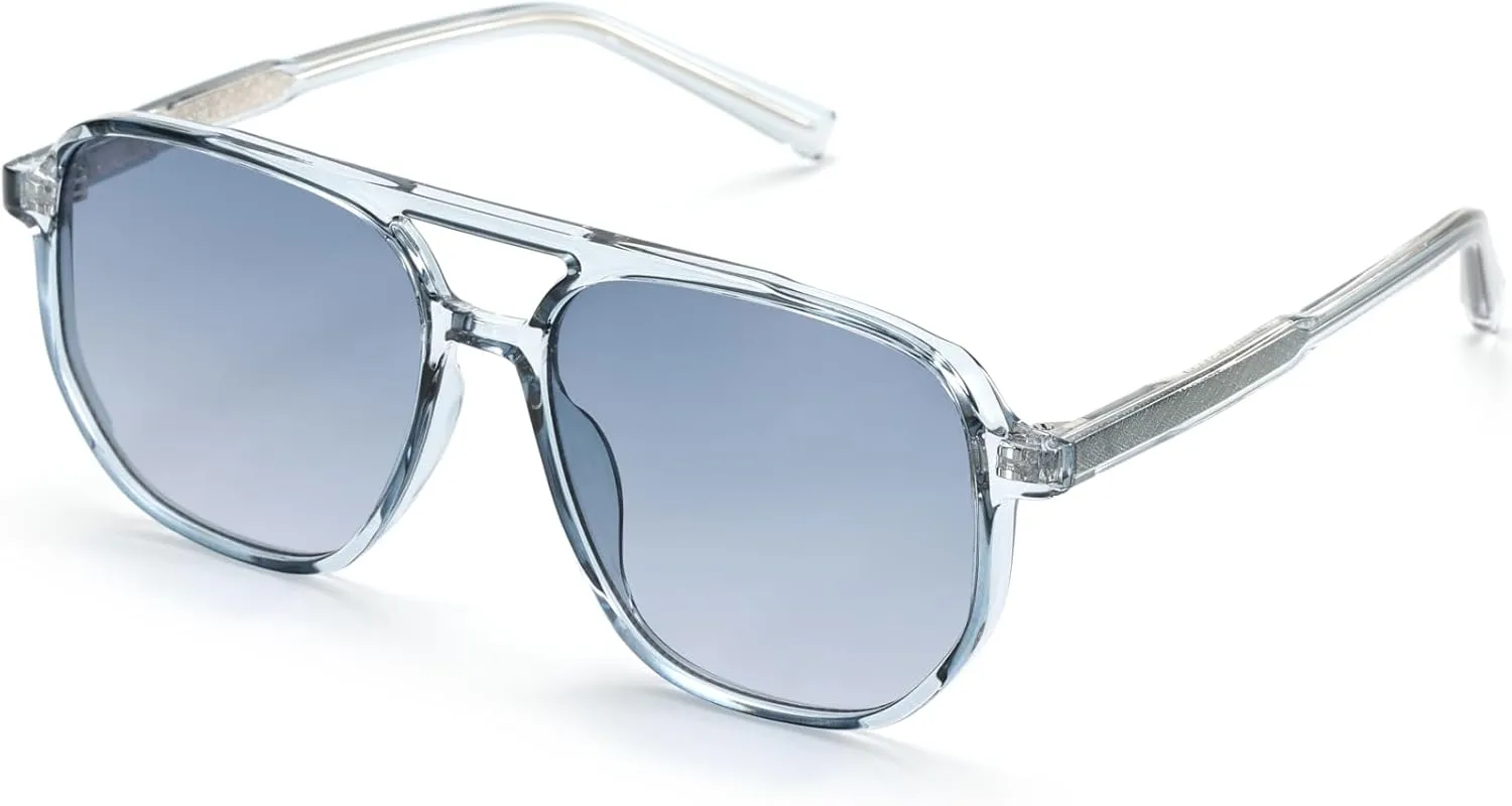 Retro Aviator Sunglasses for Women & Men Lightweight Square Shade UV400 Protection Unisex Sun Glasses Frame