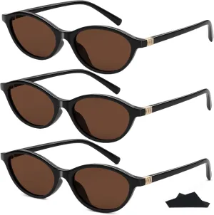 Retro Oval Sunglasses for Women Y2K Vintage Cat Eye Trendy Narrow Lightweight Festival Accessories