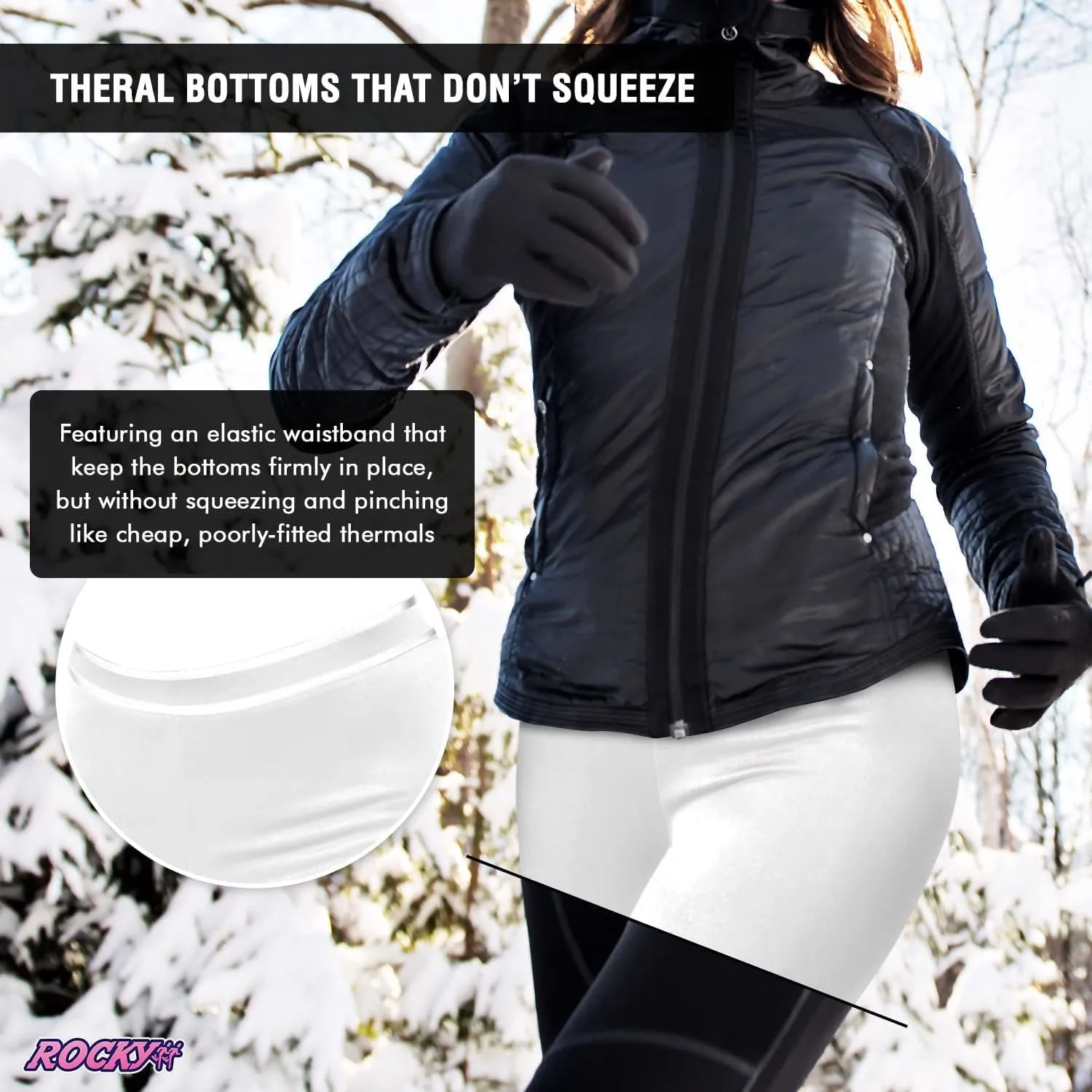 Rocky Thermal Leggings for Women, Fleece Lined Thermal Underwear Bottoms Long Johns, Warm Insulated Pants Cold Weather/Skiing