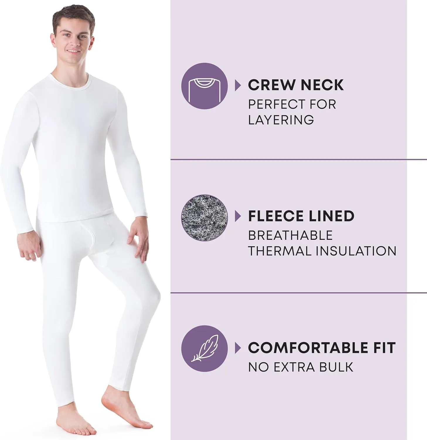Rocky Thermal Underwear for Men, Long Johns Fleece Lined Set, Shirt & Pants, Base Layer w/Leggings/Bottoms Ski/Extreme Cold