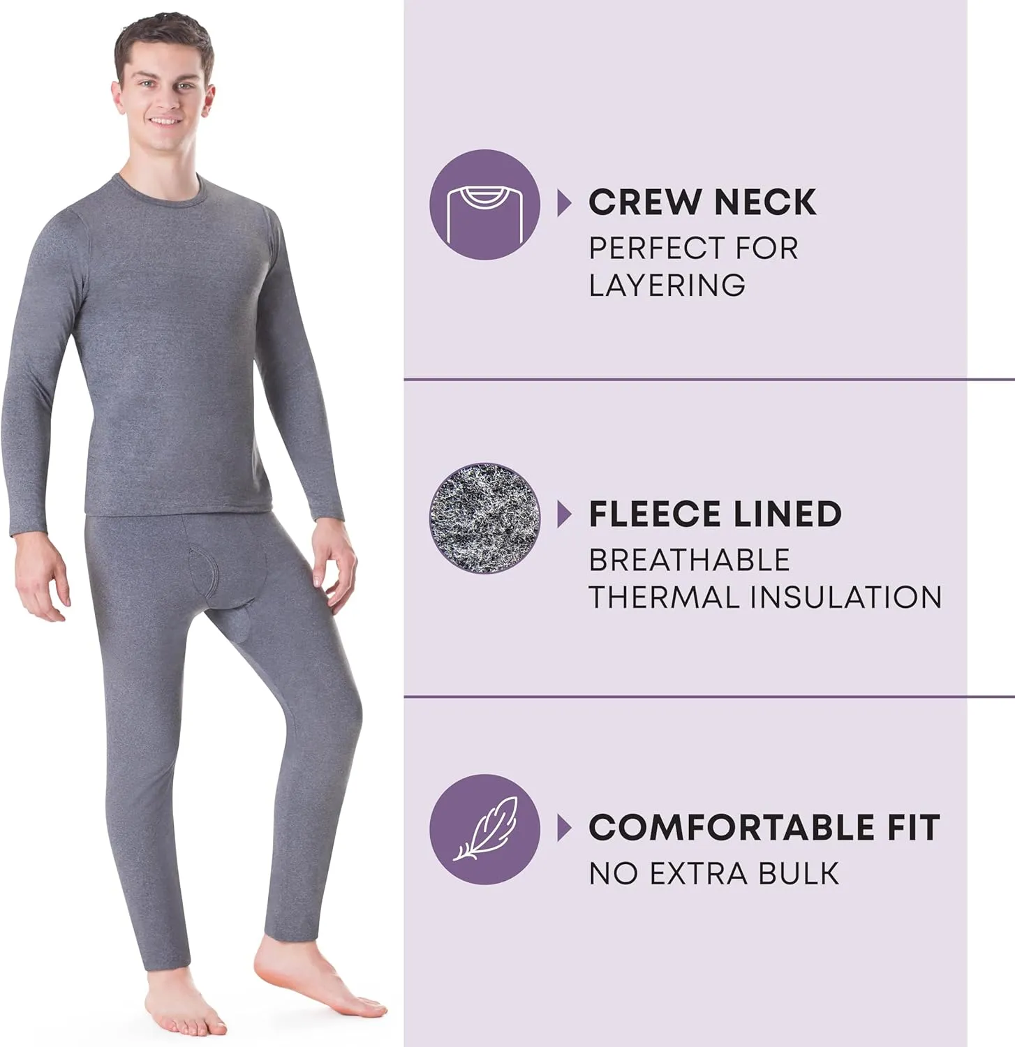 Rocky Thermal Underwear for Men, Long Johns Fleece Lined Set, Shirt & Pants, Base Layer w/Leggings/Bottoms Ski/Extreme Cold