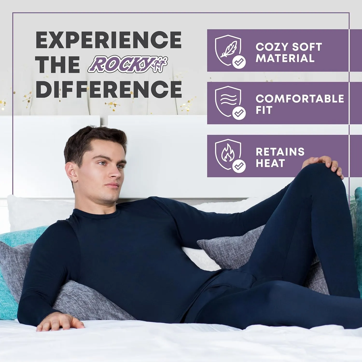 Rocky Thermal Underwear for Men Pants, Long Johns Fleece Lined Base Layer Bottoms, Insulated Leggings for Extreme Cold/Skiing