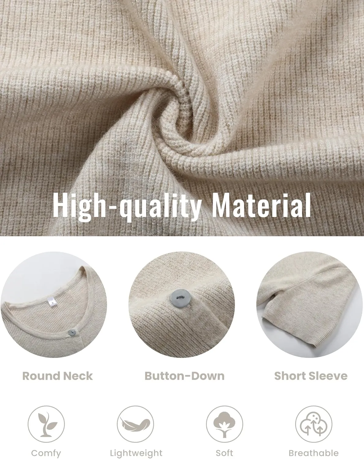 SCUSTY Women's Lightweight Cardigan Short Sleeve Button-Down Summer Cardigan Sweater