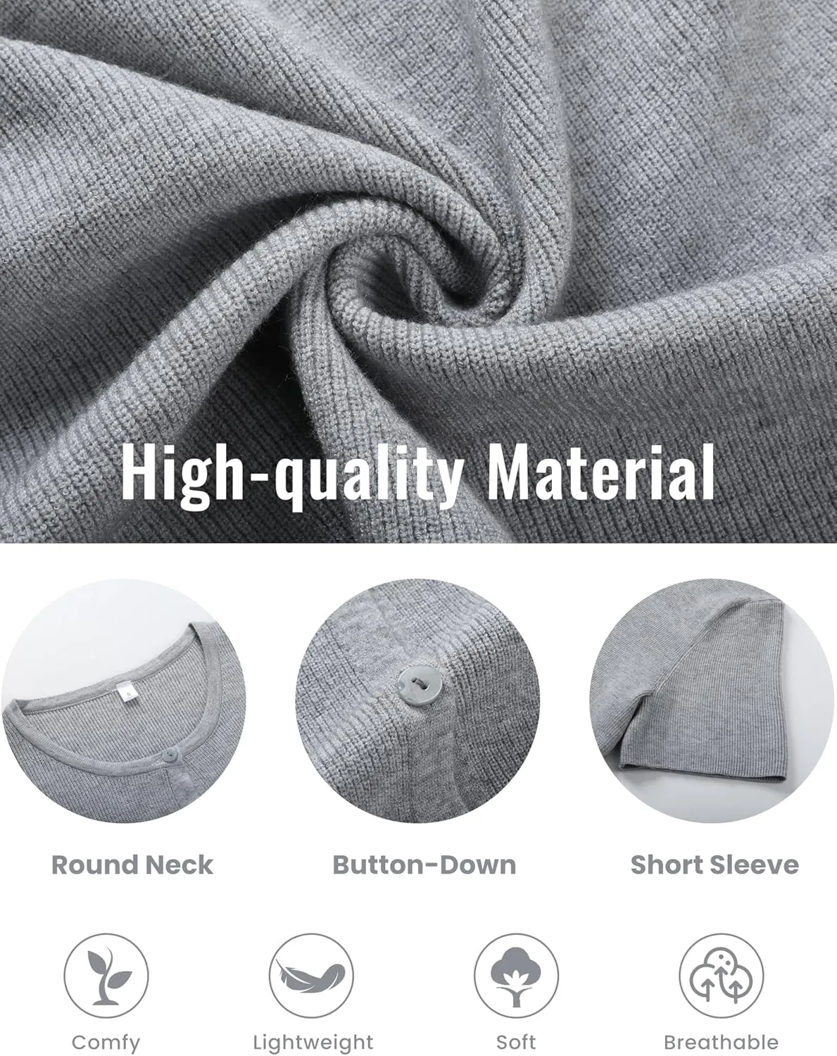 SCUSTY Women's Lightweight Cardigan Short Sleeve Button-Down Summer Cardigan Sweater