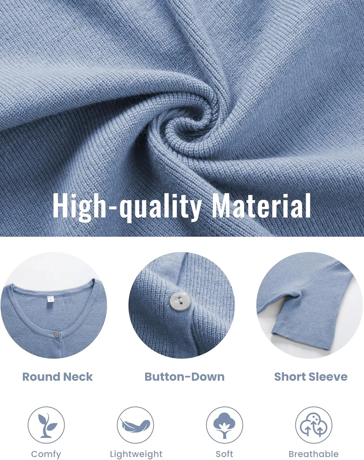 SCUSTY Women's Lightweight Cardigan Short Sleeve Button-Down Summer Cardigan Sweater