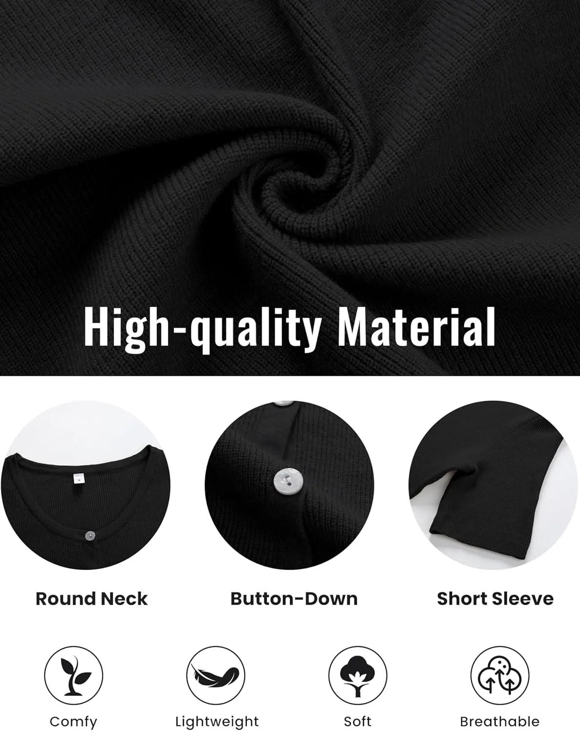 SCUSTY Women's Lightweight Cardigan Short Sleeve Button-Down Summer Cardigan Sweater