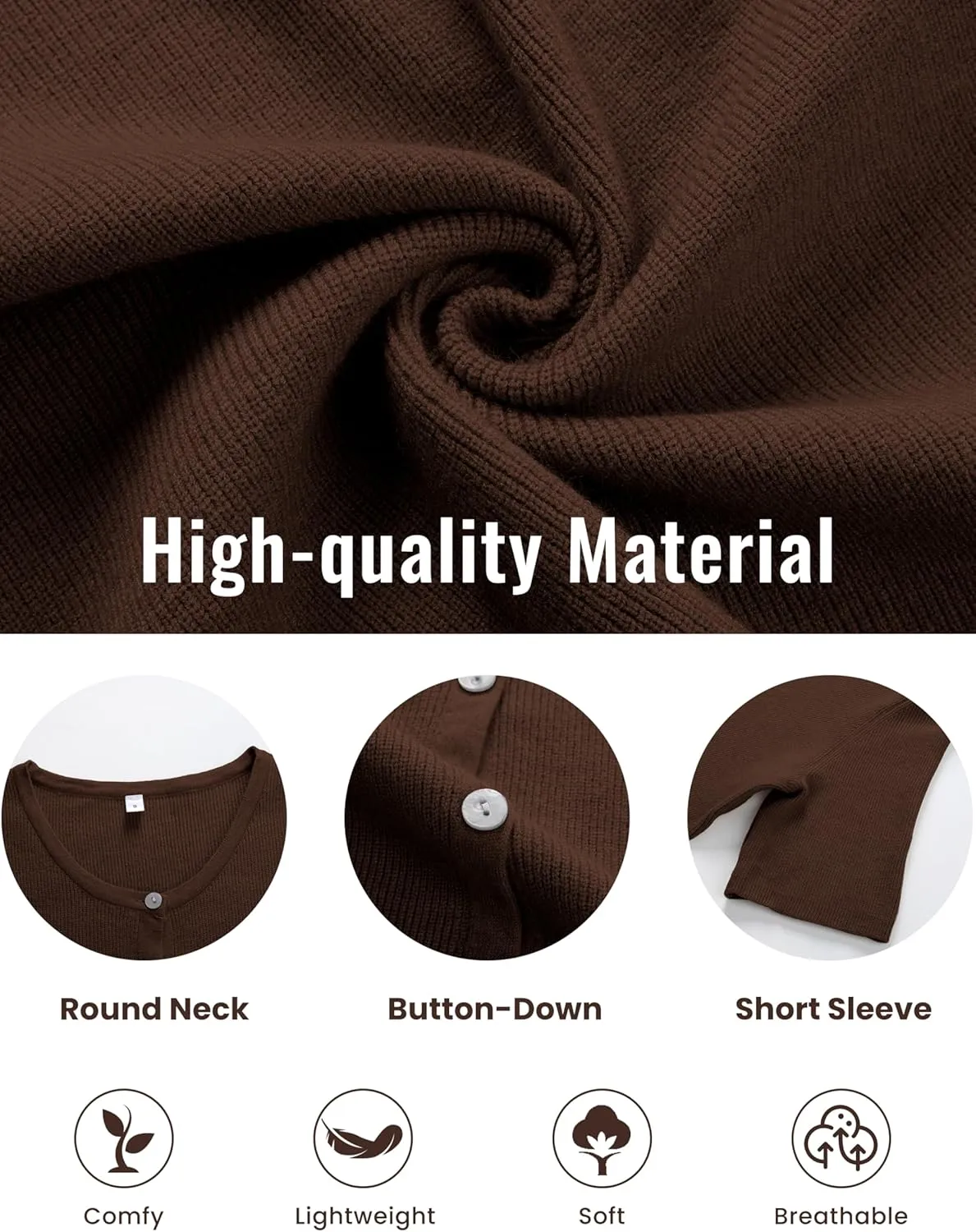 SCUSTY Women's Lightweight Cardigan Short Sleeve Button-Down Summer Cardigan Sweater