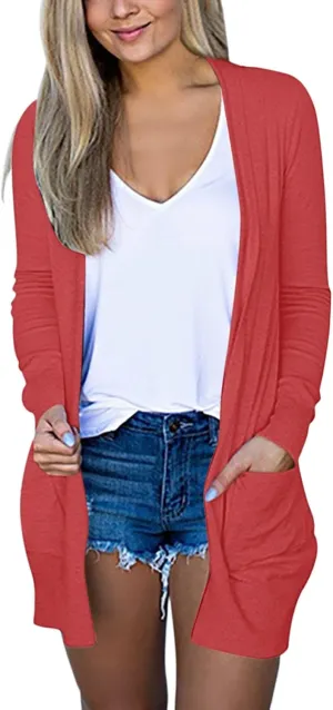 SHAOBGE Cardigan for Women Long Sleeve Cardigan for Women Fall Open Front Cardigan with Pockets Fall Outfits for