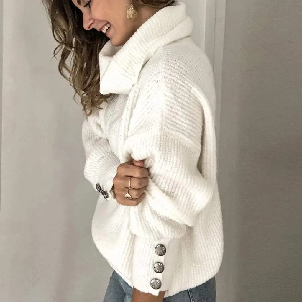 SHAOBGE Wool Trench Coat Women Tops Long Sweater Pullover Loose Women Sleeve Button Knitted plus Size Sweater Dress for