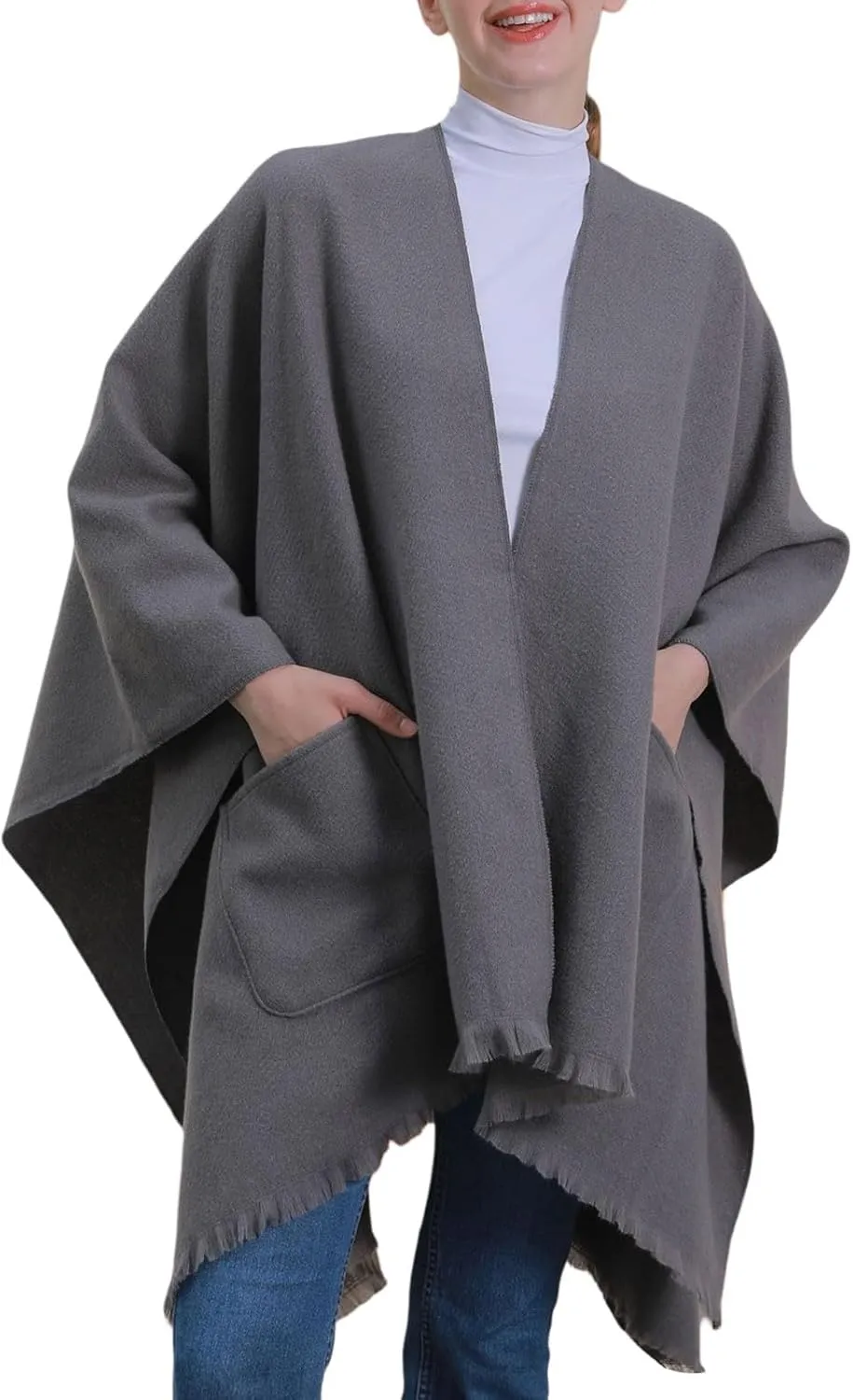 Shawl Wraps for Women Warm Chunky Shawl Scarves Fall Winter 2024 Cape Cardigan Sweaters Open Front Poncho Trendy