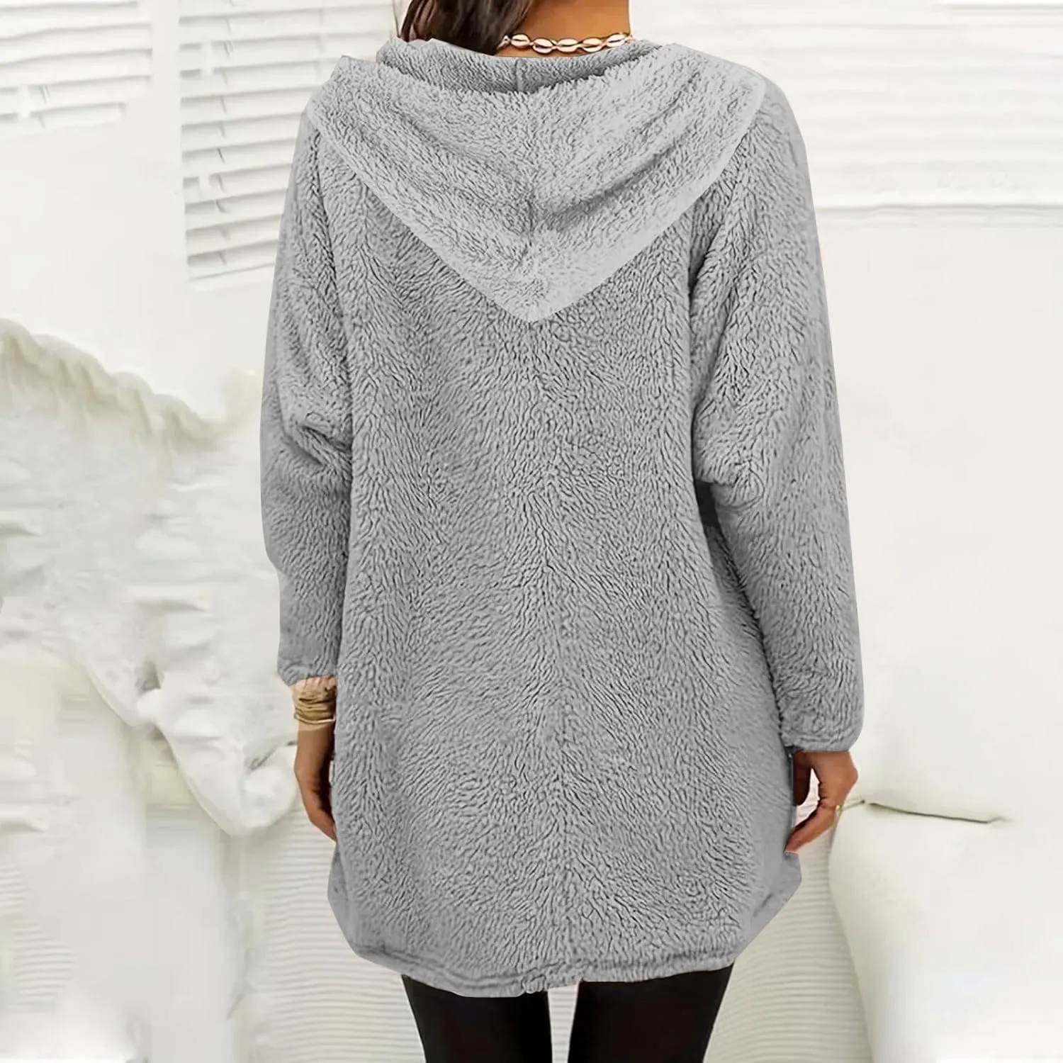 Sherpa Hoodie for Women Fleece Pullover Sweater Oversized Graphic Sweatshirt with Pockets Warm Winter Clothes