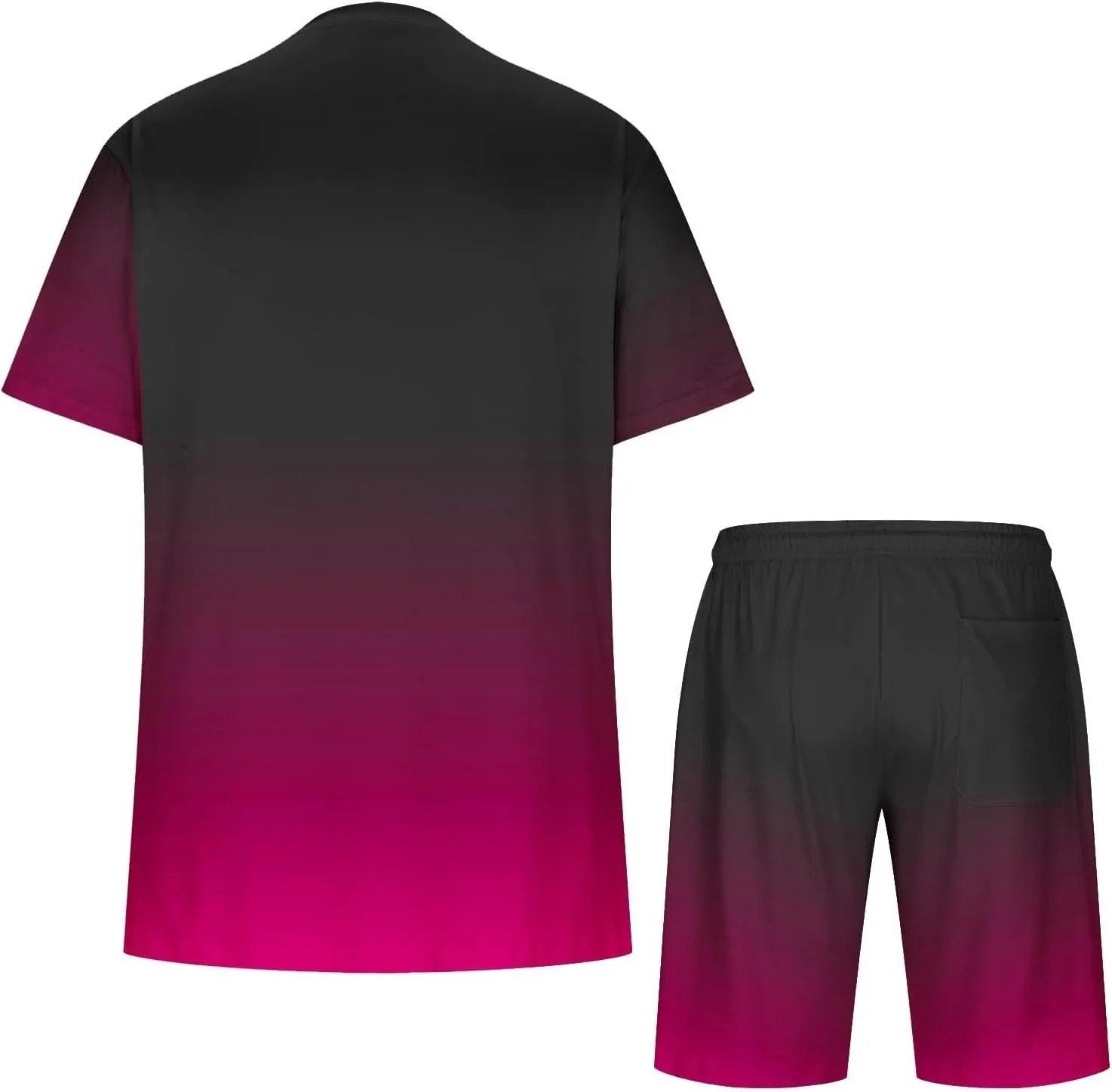 Sinzelimin Sport Casual Set for Men Two Piece Tracksuit O-Neck Short Sleeves Tees Shirts Shorts Sweatpant Jogger Workout Suit