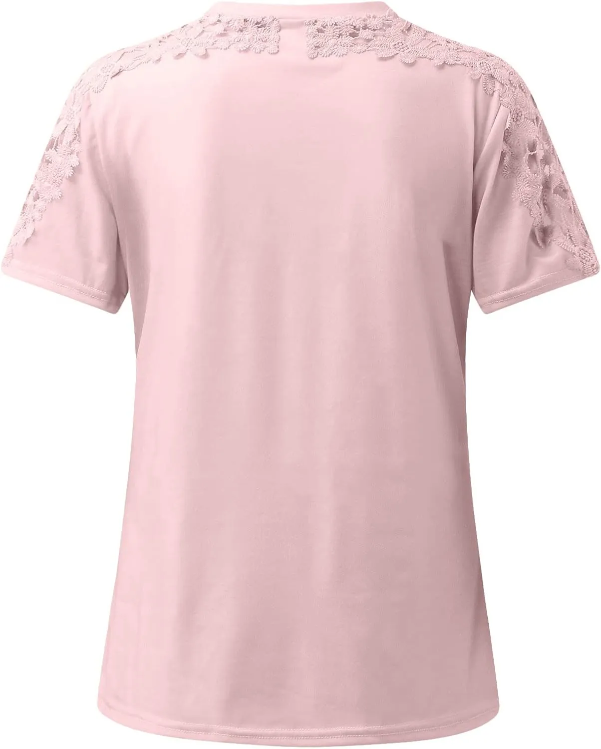 SMIDOW Boho Lace Crochet Short Sleeve Tops for Women Sexy Elegant Summer t Shirt Solid Dressy Casual Blouse Plus Size