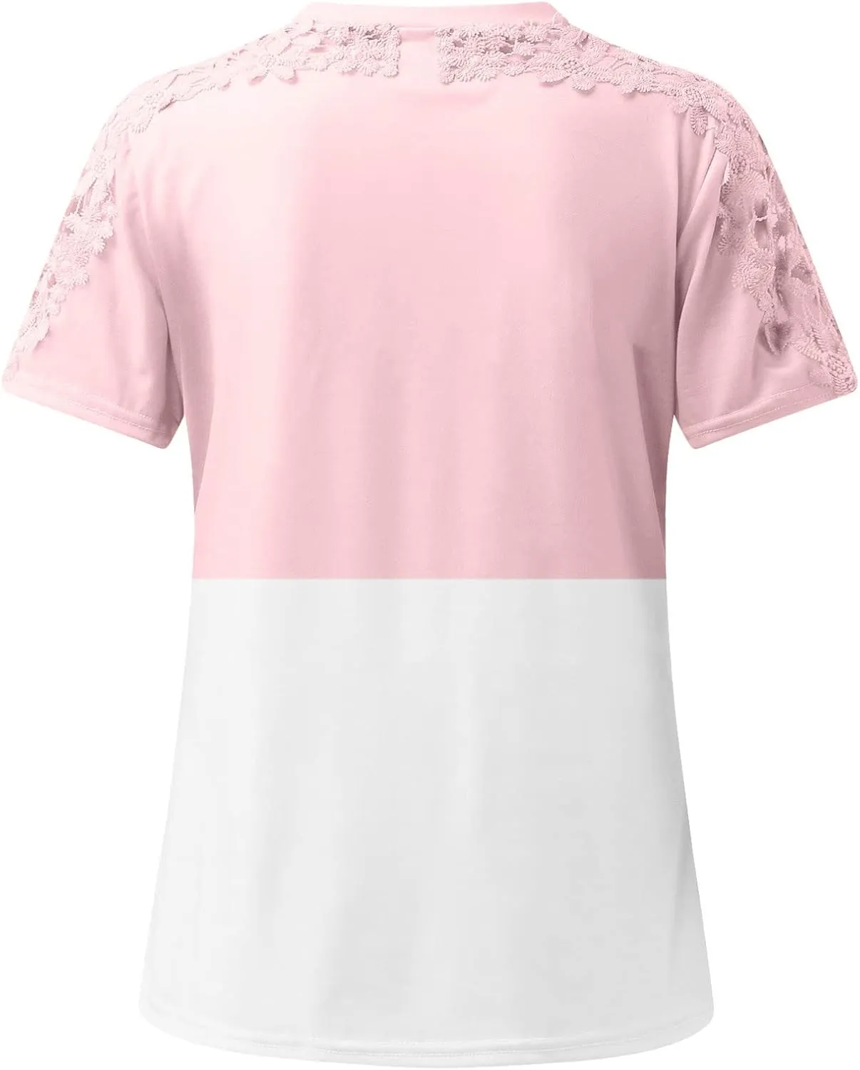 SMIDOW Boho Lace Crochet Short Sleeve Tops for Women Sexy Elegant Summer t Shirt Solid Dressy Casual Blouse Plus Size