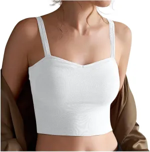 Sports Tank Top for Women Quick-Dry Padded Wirefree Workout Crop Tank Tops with Built in Bra Yoga Fitness Camisole
